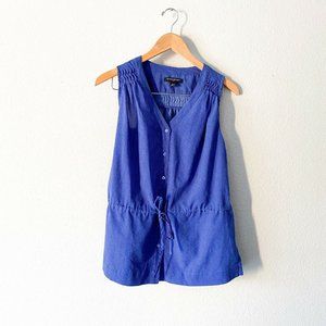 Banana Republic Bright Blue Chevron Tied Blouse